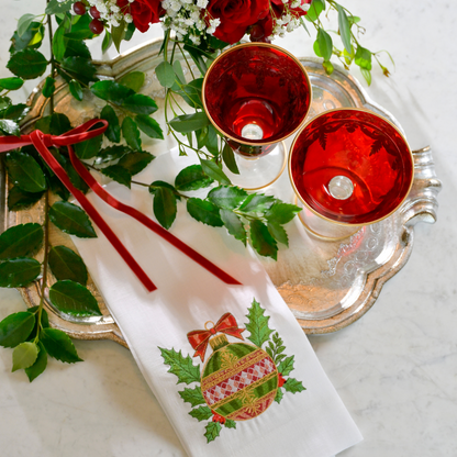 Christmas Bauble Linen Towel - New