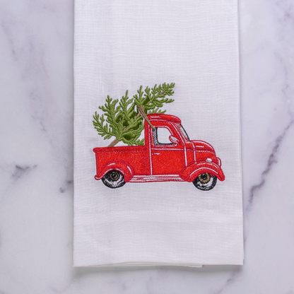 Tree Farm Truck Linen Towel - New