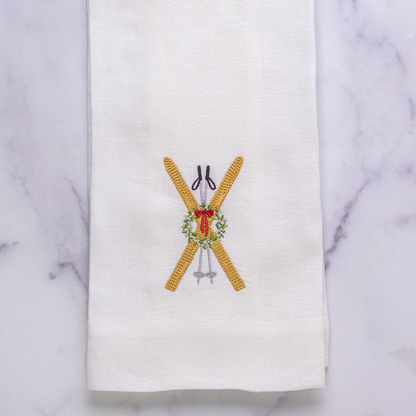 Vintage Skis Linen Towel - New