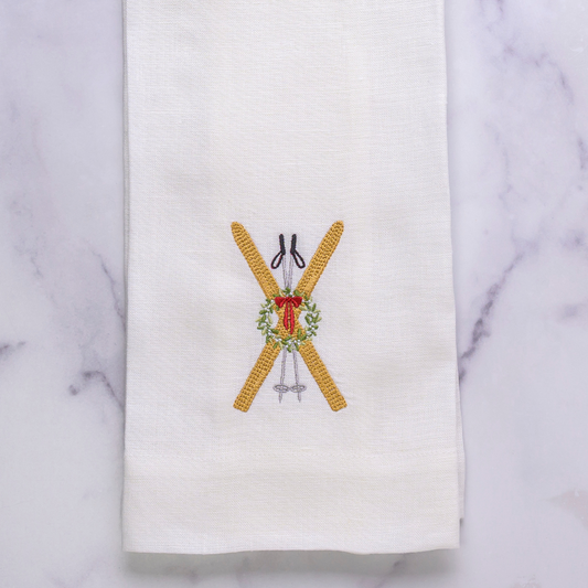 Vintage Skis Linen Towel - New