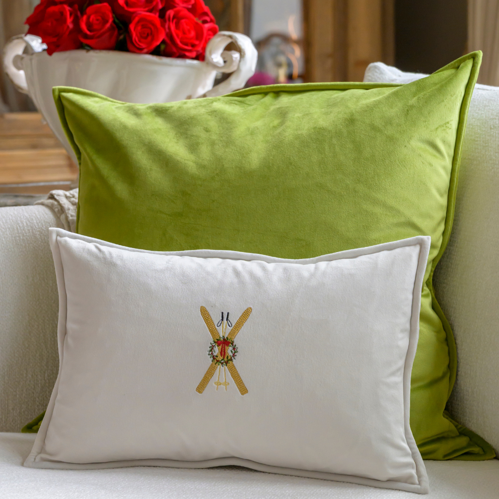 Vintage Skis Boudoir Pillow - New