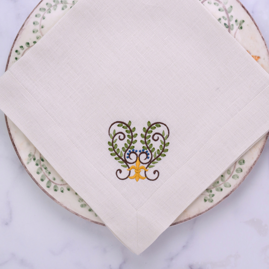 Medici Scroll Large Linen Napkin - New
