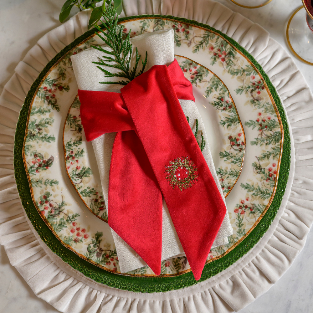 Mini Wreath Napkin Sash - New