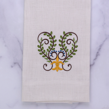 Medici Scroll Linen Towel - New