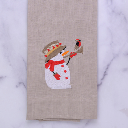 Snowman Harmony Linen Towel - New