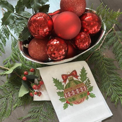 Christmas Bauble Linen Towel - New