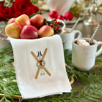 Vintage Skis Linen Towel - New