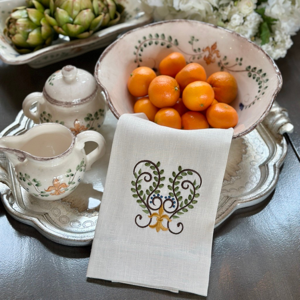 Medici Scroll Linen Towel - New