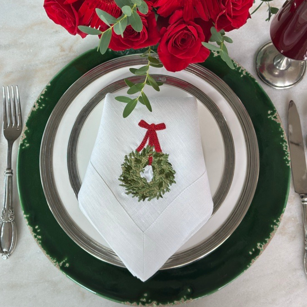 Boxwood Wreath Large Napkin - New