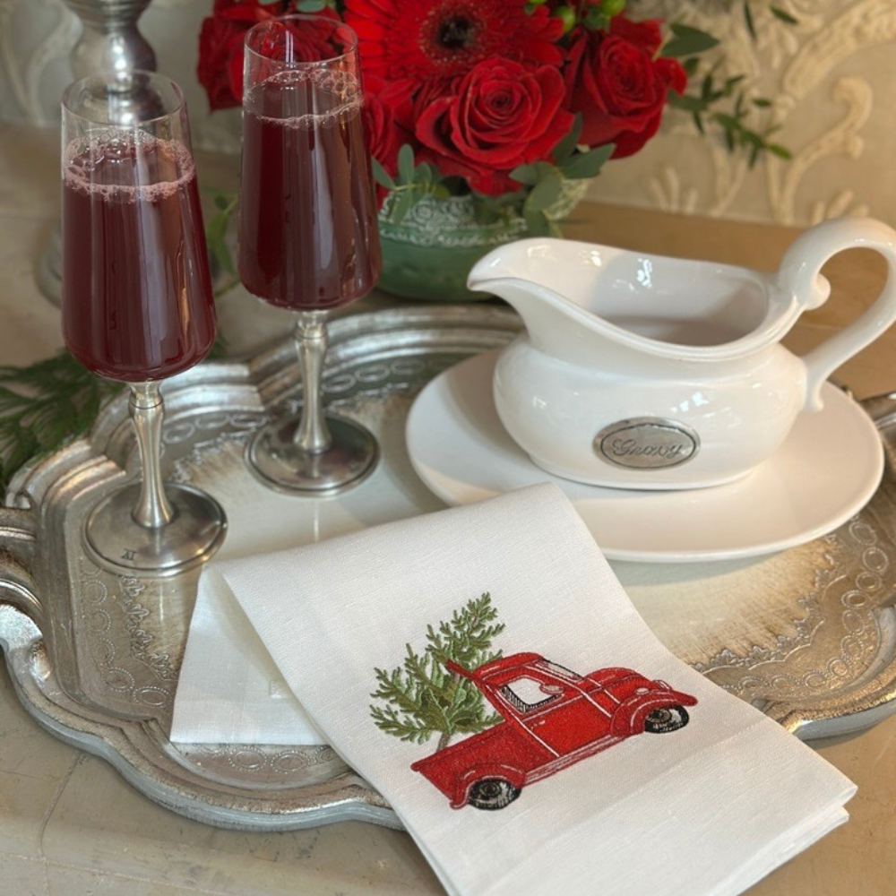 Tree Farm Truck Linen Towel - New