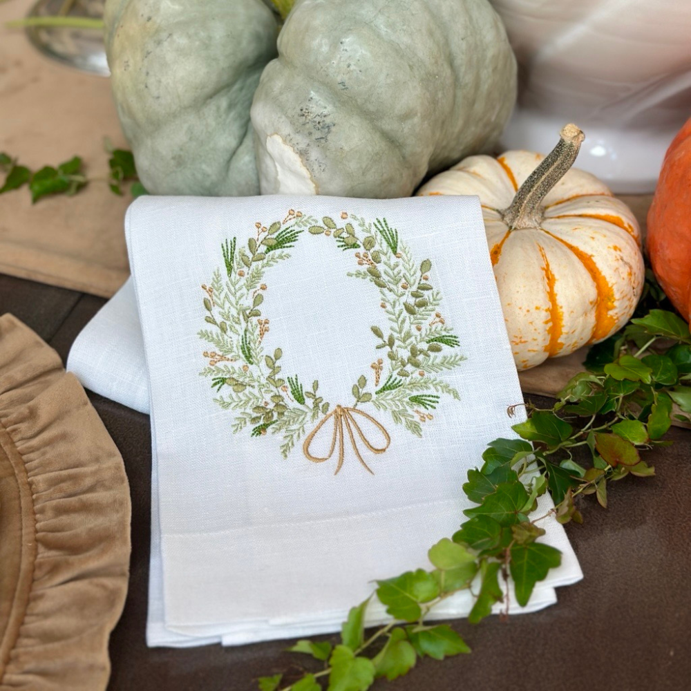 Arte Italica Farmers Market Wreath Linen Towel - Thumbnail 3