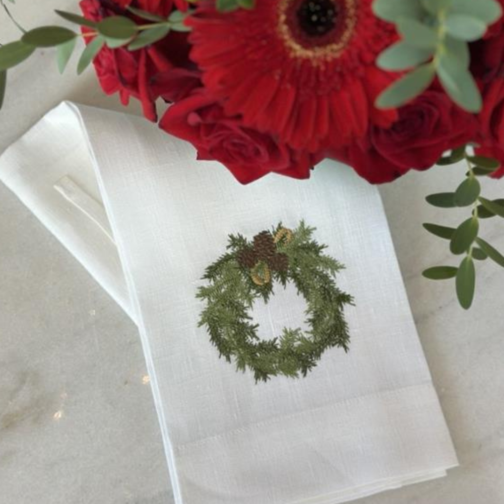 Juniper Wreath Linen Towel