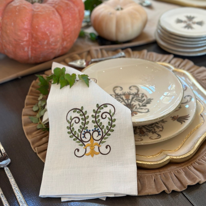 Medici Scroll Linen Towel - New