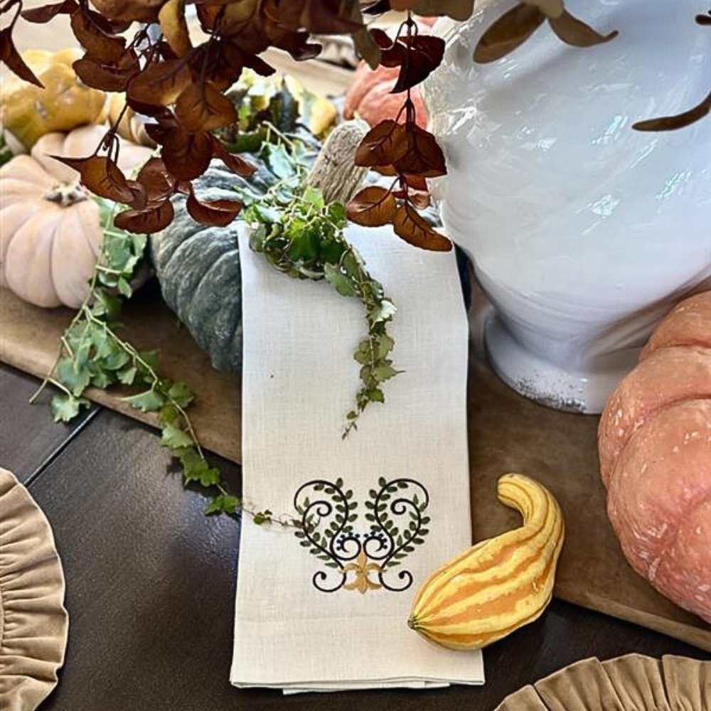 Medici Scroll Linen Towel - New