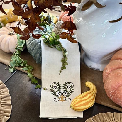 Medici Scroll Linen Towel - New