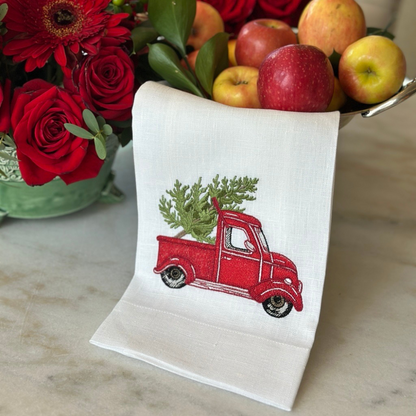 Tree Farm Truck Linen Towel - New