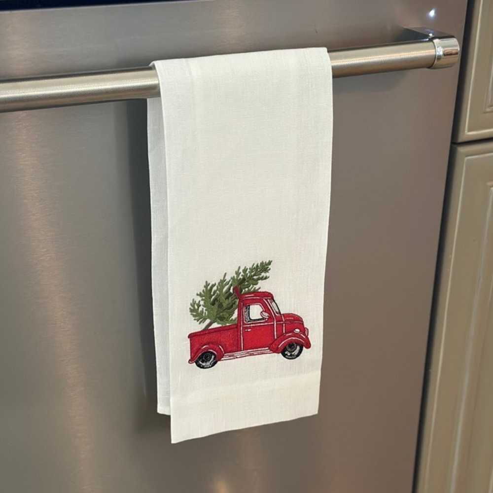 Tree Farm Truck Linen Towel - New