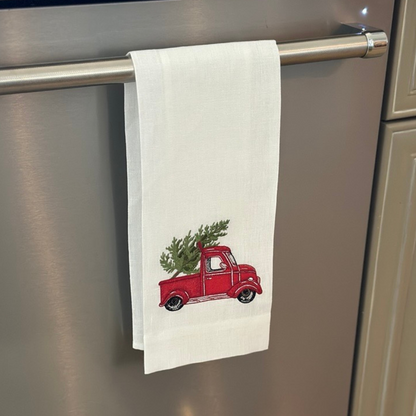 Tree Farm Truck Linen Towel - New