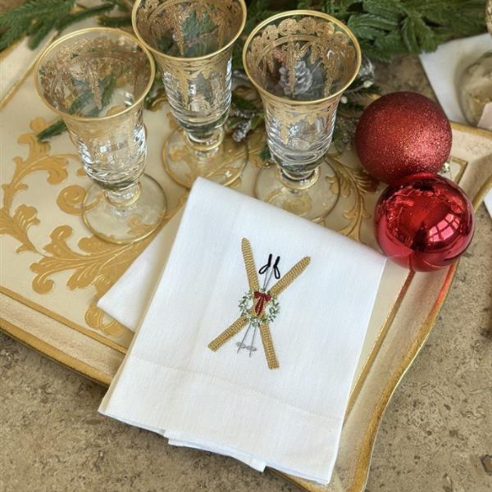 Vintage Skis Linen Towel - New