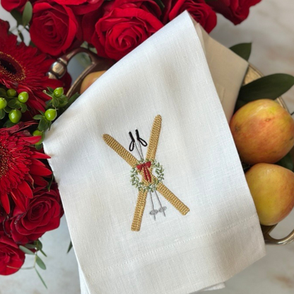 Vintage Skis Linen Towel - New