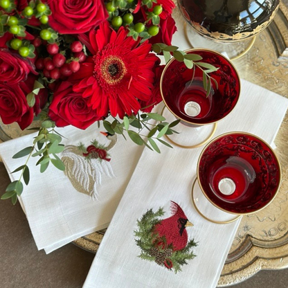 Christmas Cardinal Linen Towel