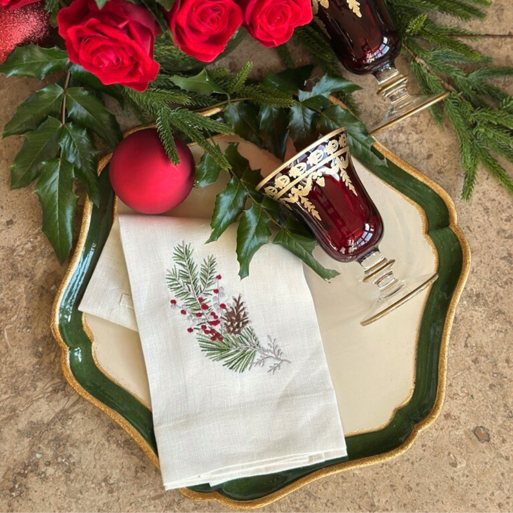 Serviette en lin Natale Sprig