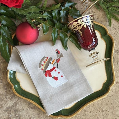 Snowman Harmony Linen Towel - New