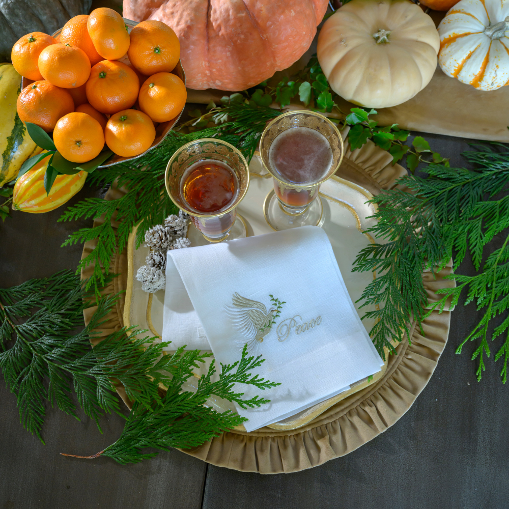 Serviette en lin Colombe de la Paix
