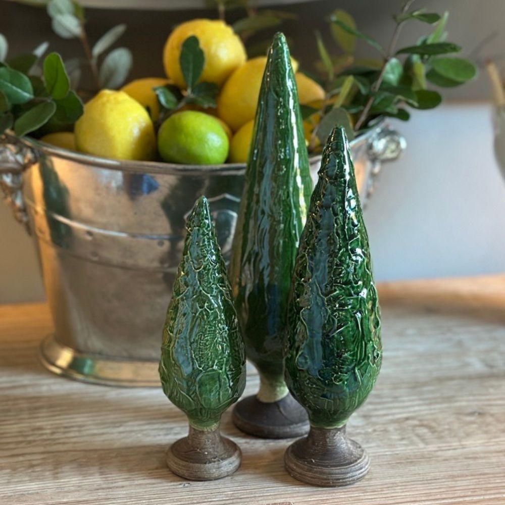 Decorative Ceramic Cypress Tree Trio - New