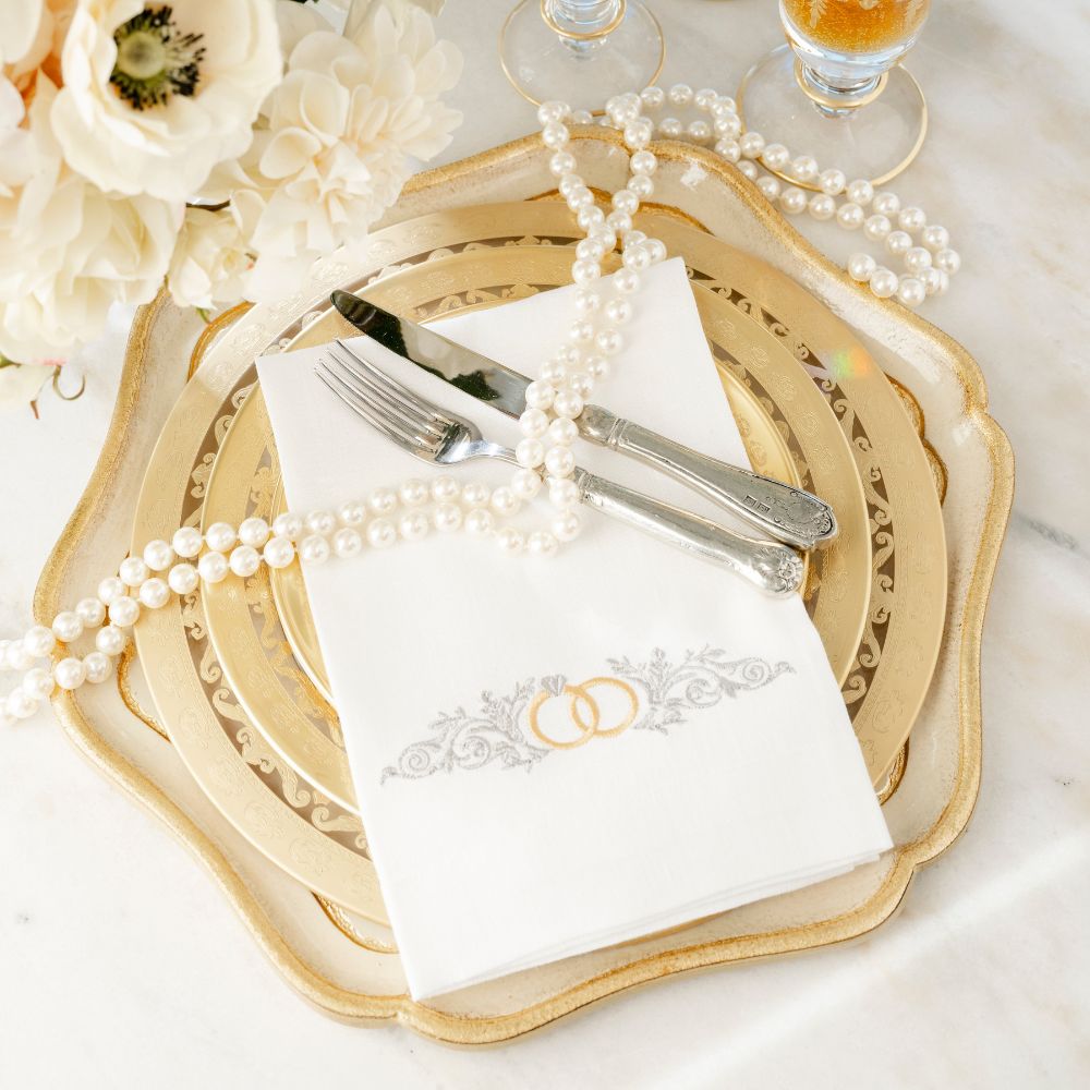 Unity Rings Tri-Fold Linen Napkin - New