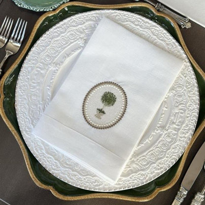 Rosemary Topiary Tri-Fold Linen Napkin - New