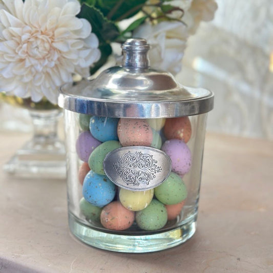 Large Damasco Glass Vessel with Pewter Lid - Online Exclusive NEW