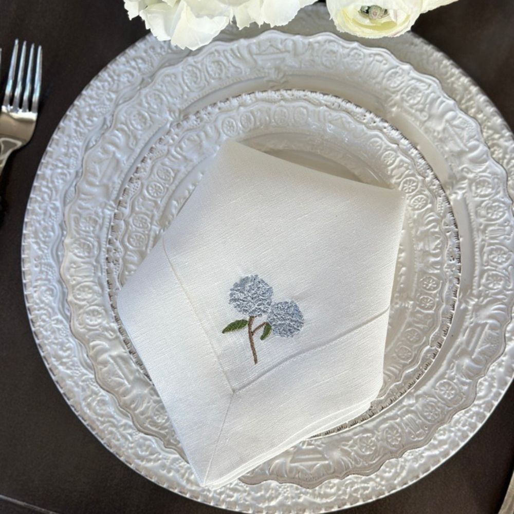 Blue Hydrangea Large Linen Napkin - NEW