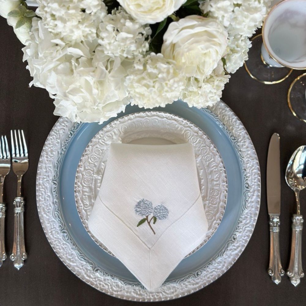 Blue Hydrangea Large Linen Napkin - NEW