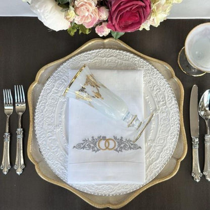 Unity Rings Tri-Fold Linen Napkin - New