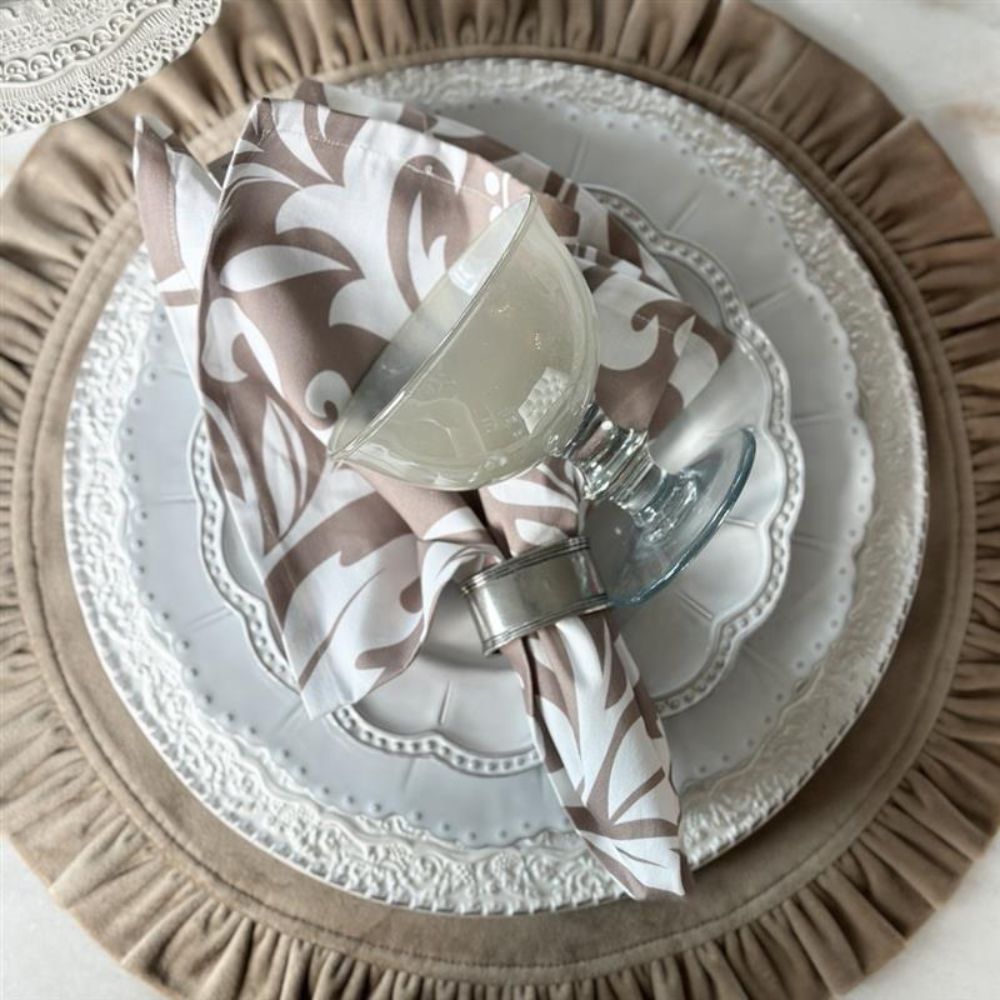 Taupe Damask Italian Cotton Napkin