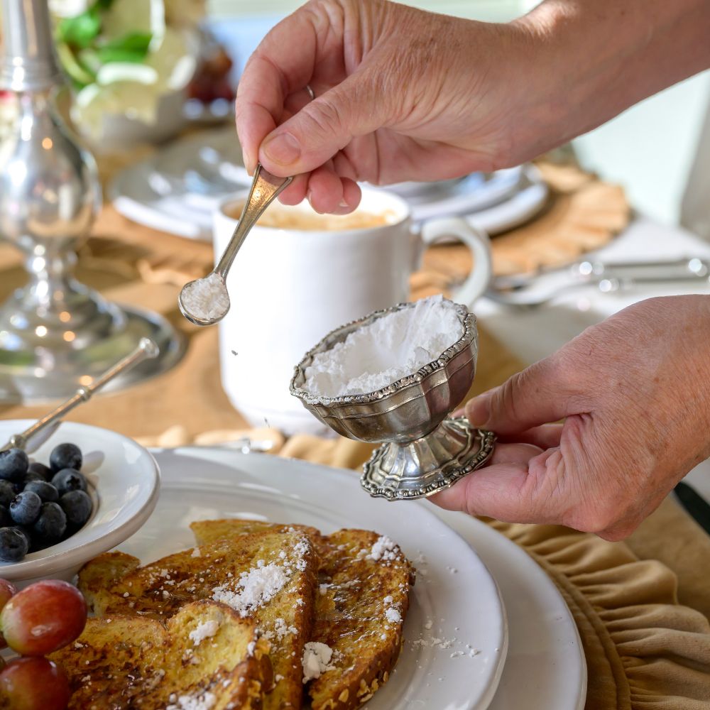 Vintage Beaded Pewter Salt Cellar with Spoon