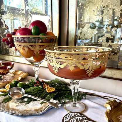 Vetro Gold Tall Footed Serving Compote