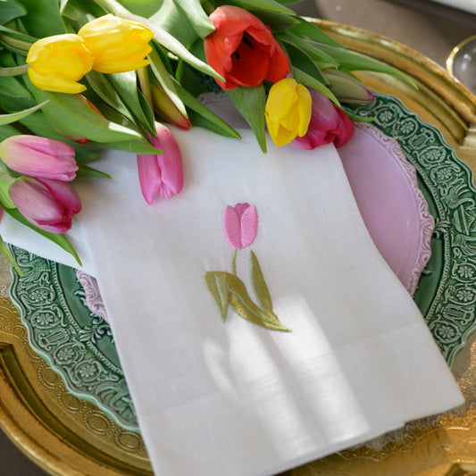 Pink Tulip Linen Towel - New