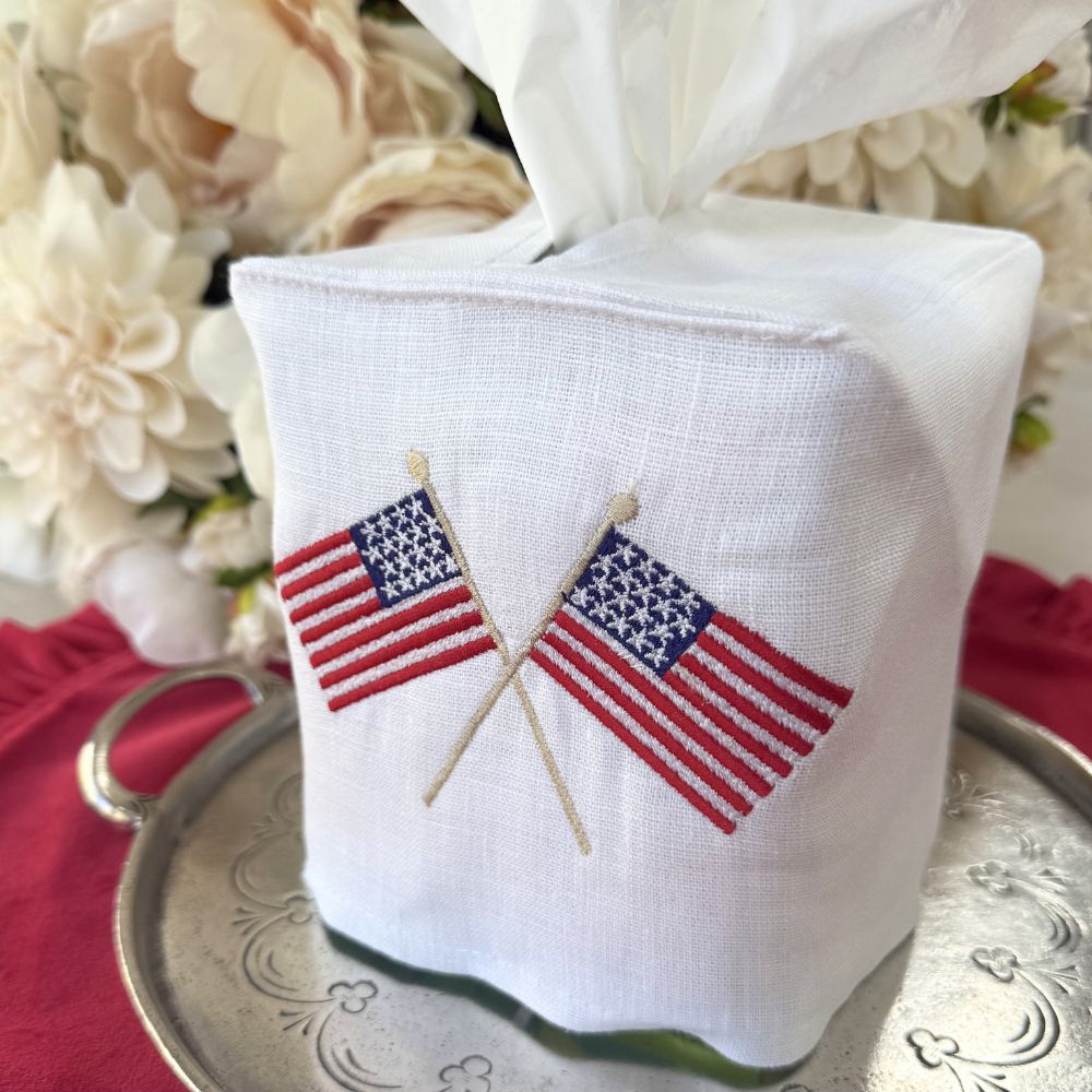 American Flags Tissue Box Cover - Now in White!