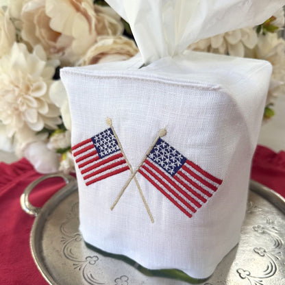 American Flags Tissue Box Cover - Now in White!