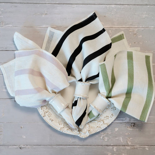 Portofino Bold Stripe Large Linen Napkin