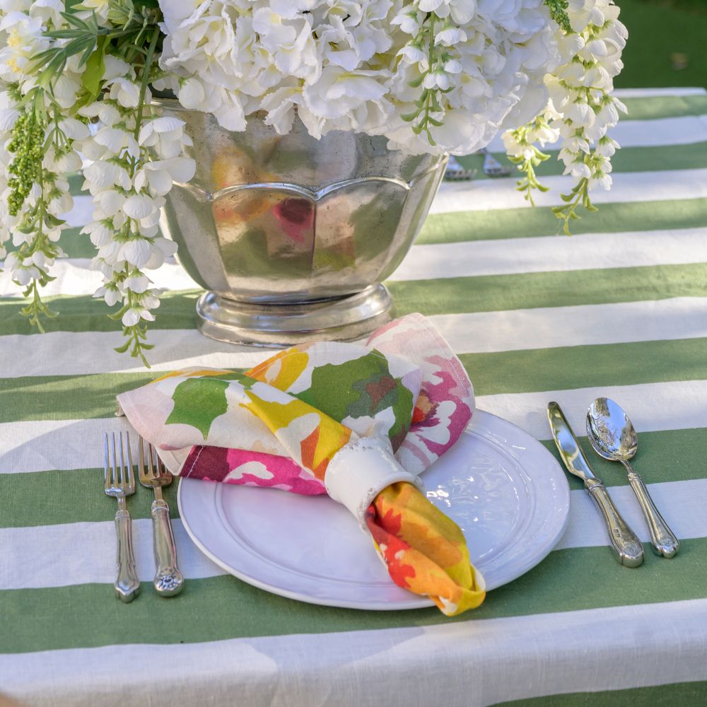 Portofino Bold Stripe Linen Table Square