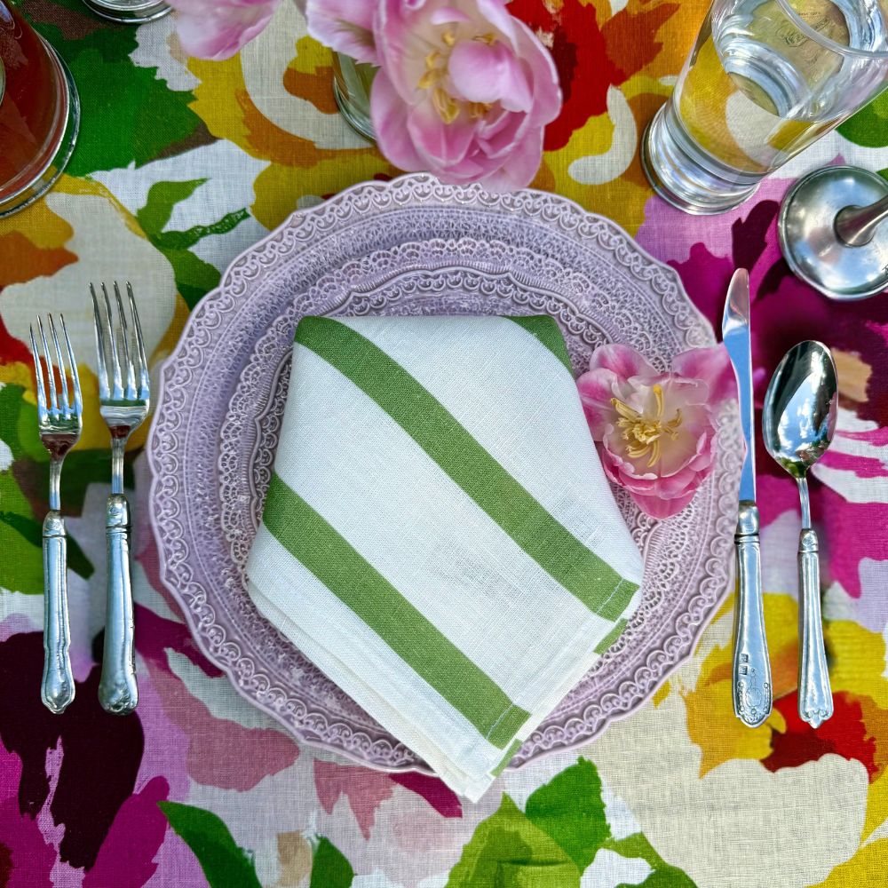 Portofino Bold Stripe Large Linen Napkin