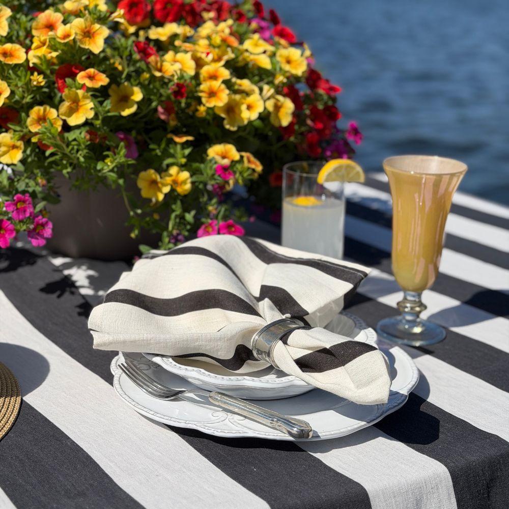 Portofino Bold Stripe Large Linen Napkin