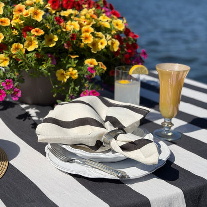Portofino Bold Stripe Large Linen Napkin