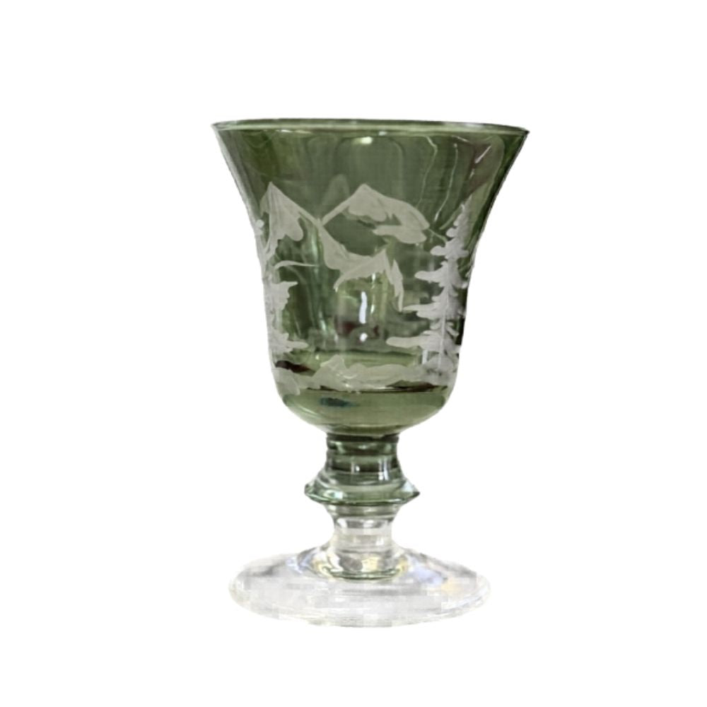 green Rialto Borghese Etched Water / Wine Glass