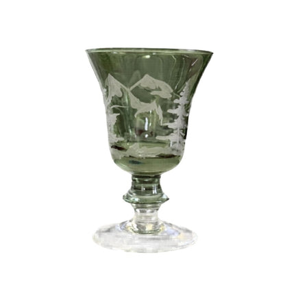 green Rialto Borghese Etched Water / Wine Glass