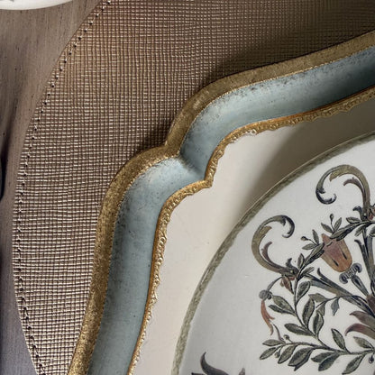Splendido Round Reversible Placemat, Metallic Gold & Platinum