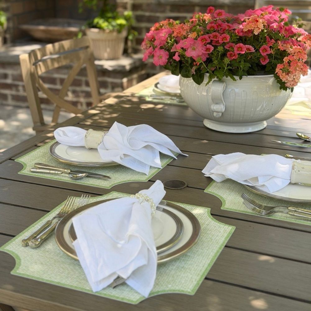 Splendido Square Wipeable Placemat, Green Border